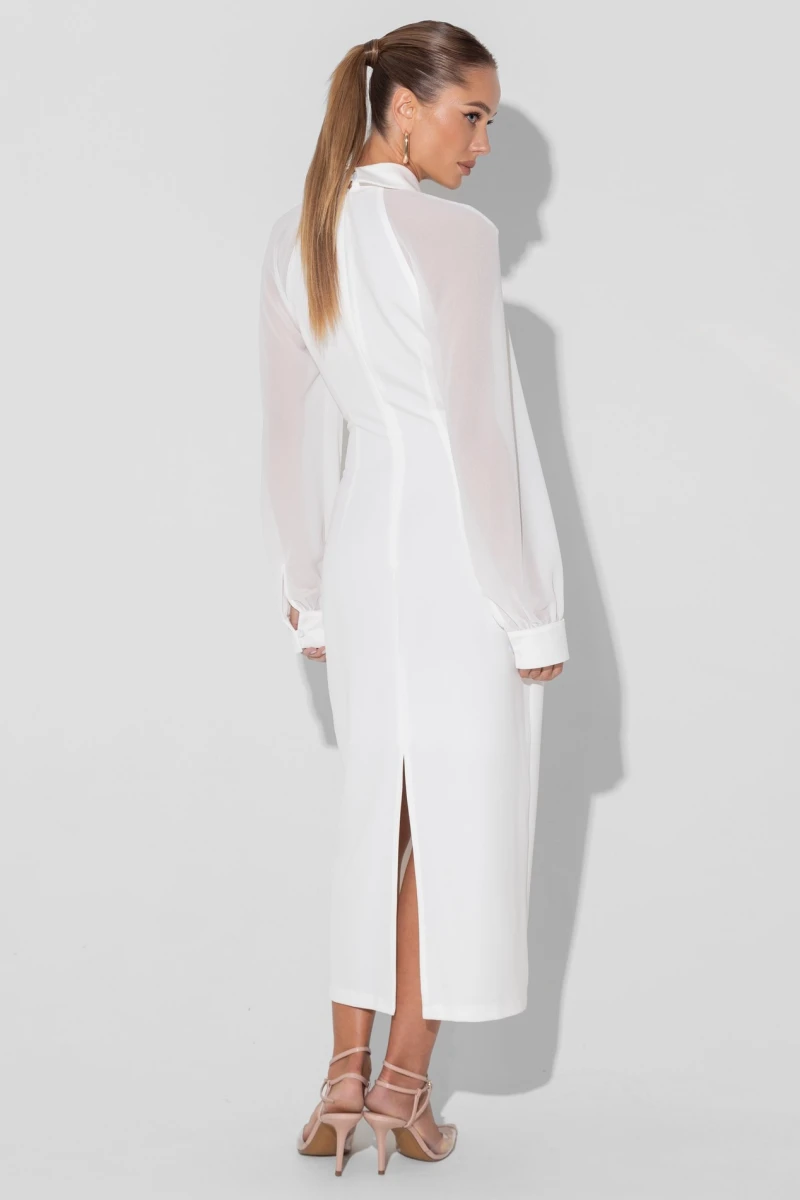 Milky dress with transparent sleeves