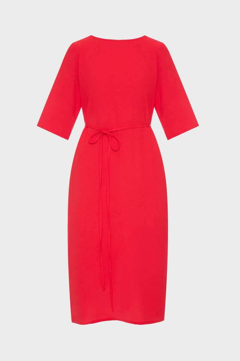 strapless open back dress Red Short Sleeve Cut-Out Midi Dress – FARM Rio main image 1