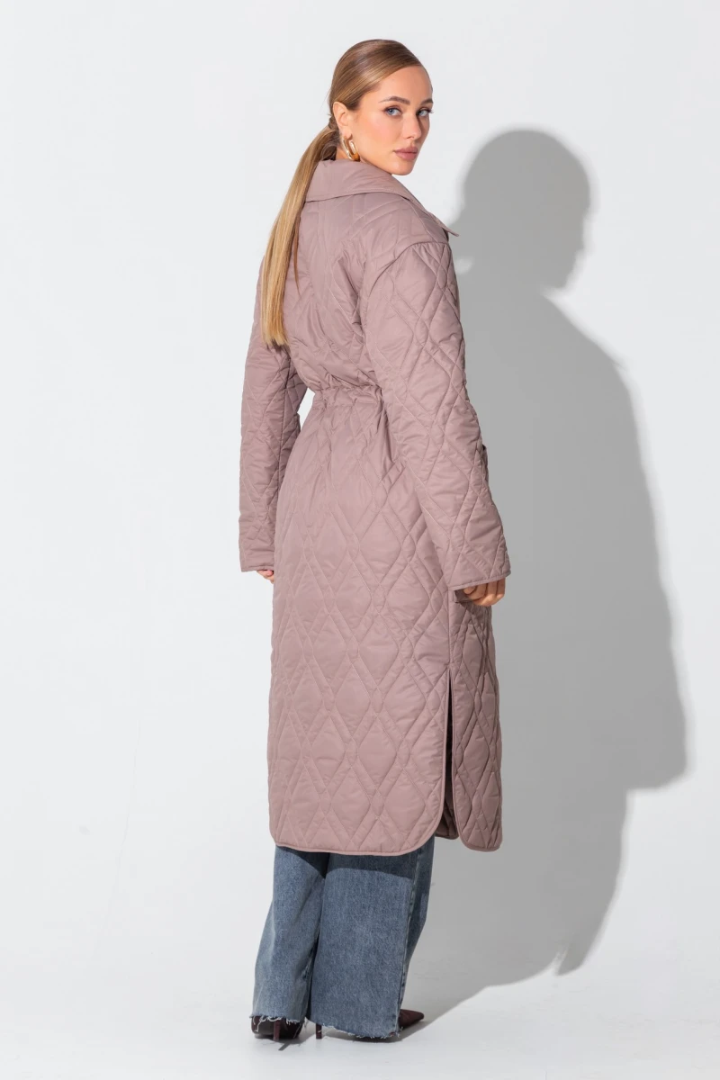 Mocha quilted midi coat jacket #2