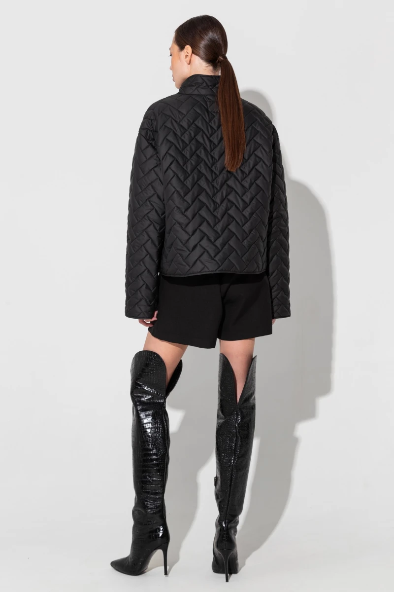 Black short quilted jacket #2