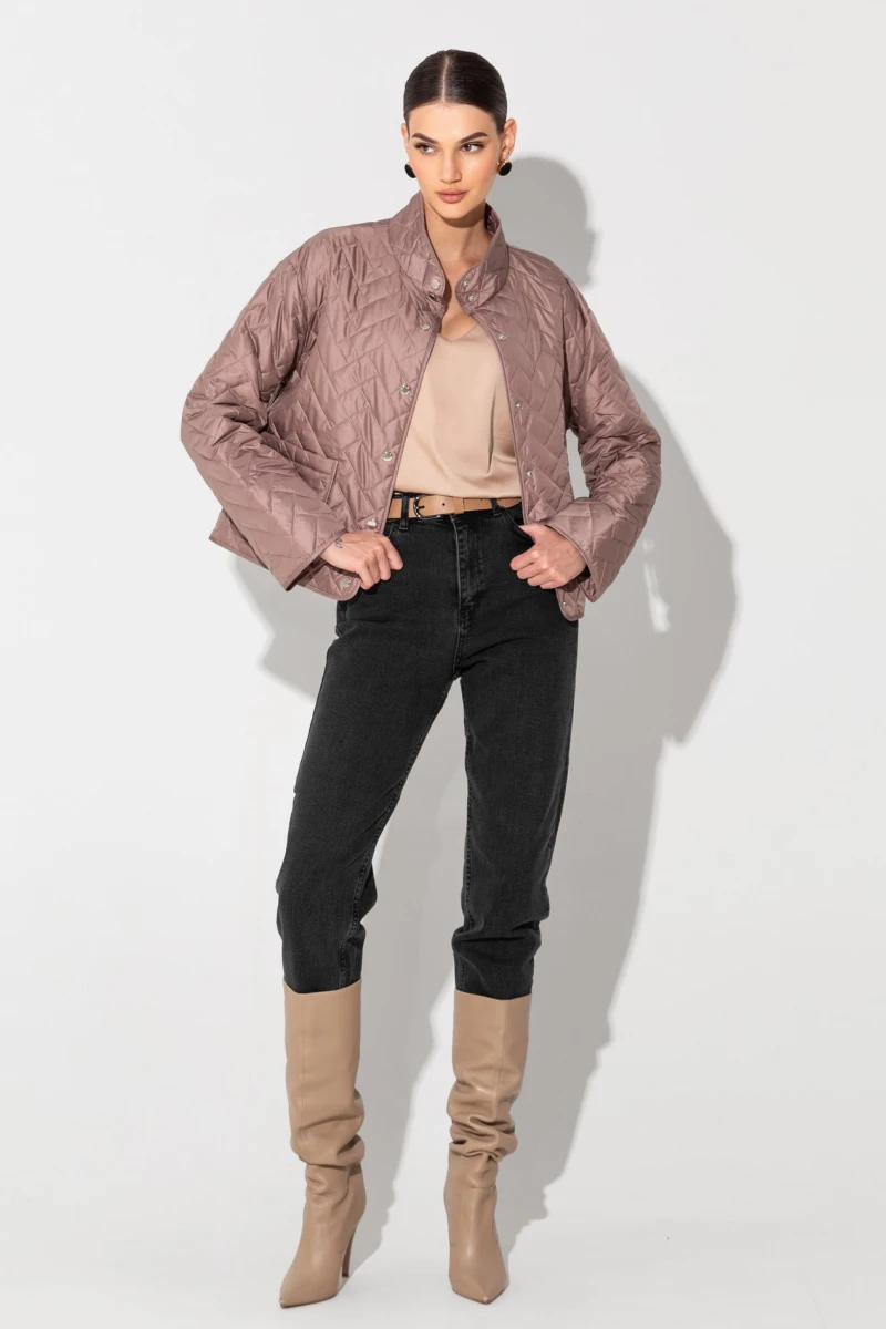 Mocha short quilted jacket