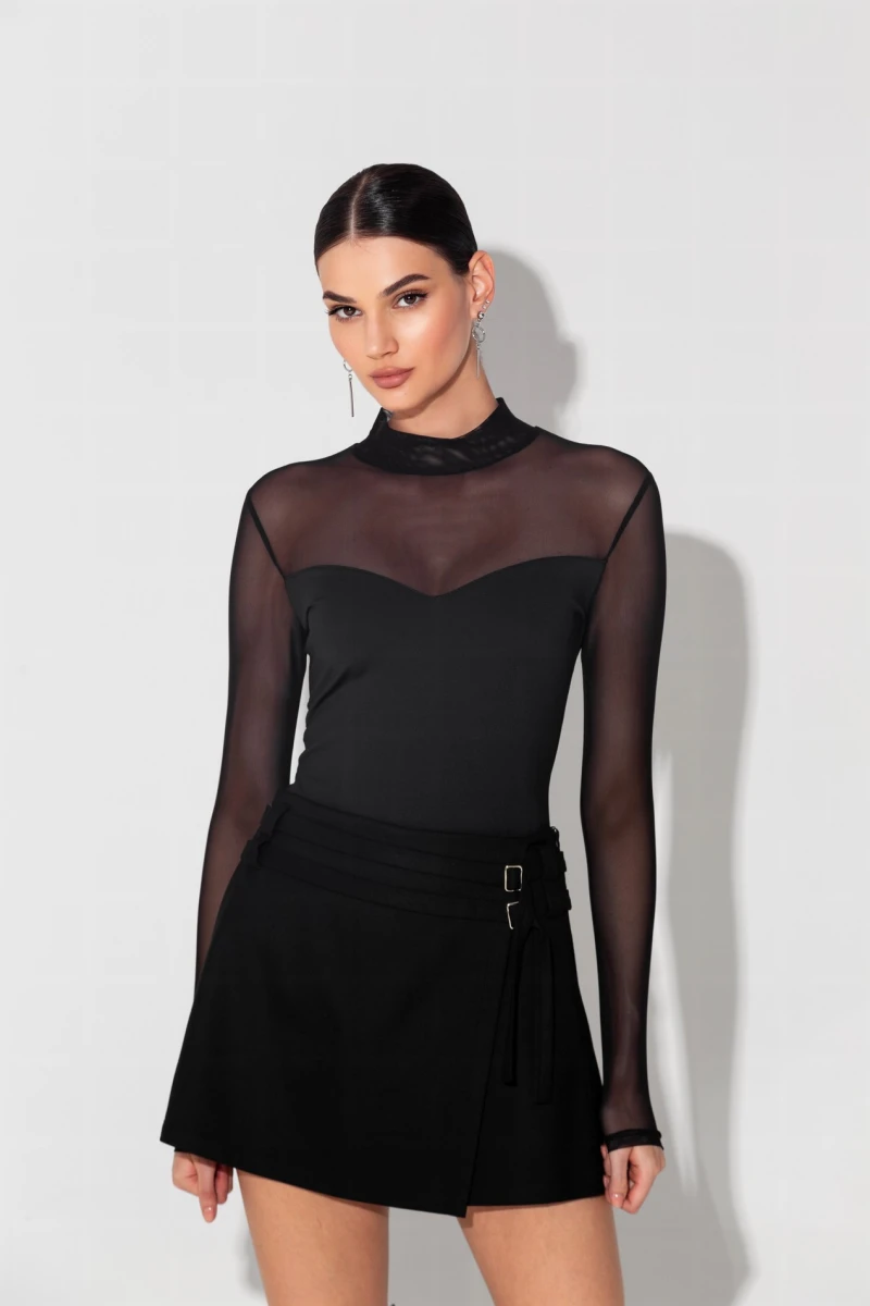 Black turtleneck with transparent insert