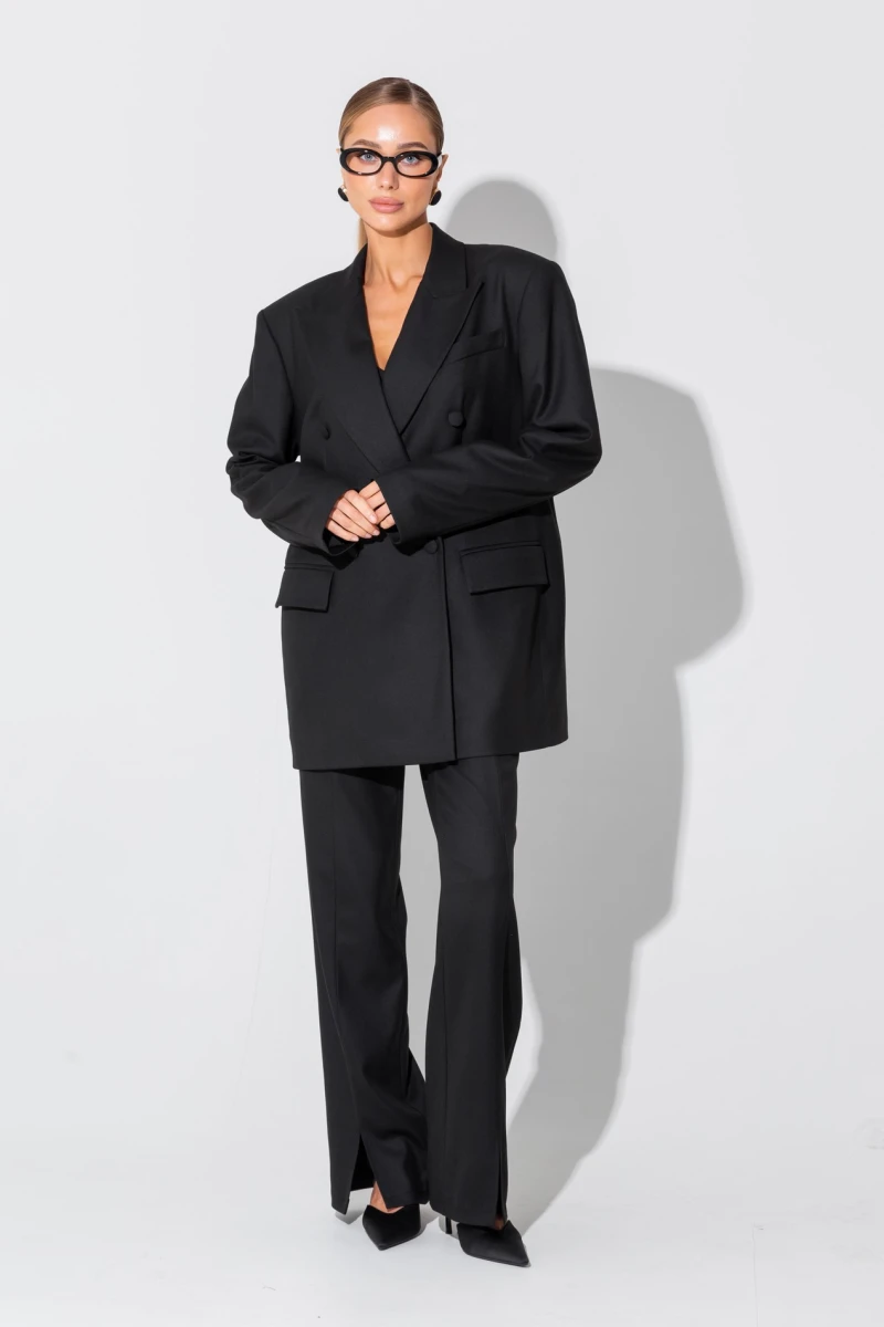 Black double-breasted oversize jacket