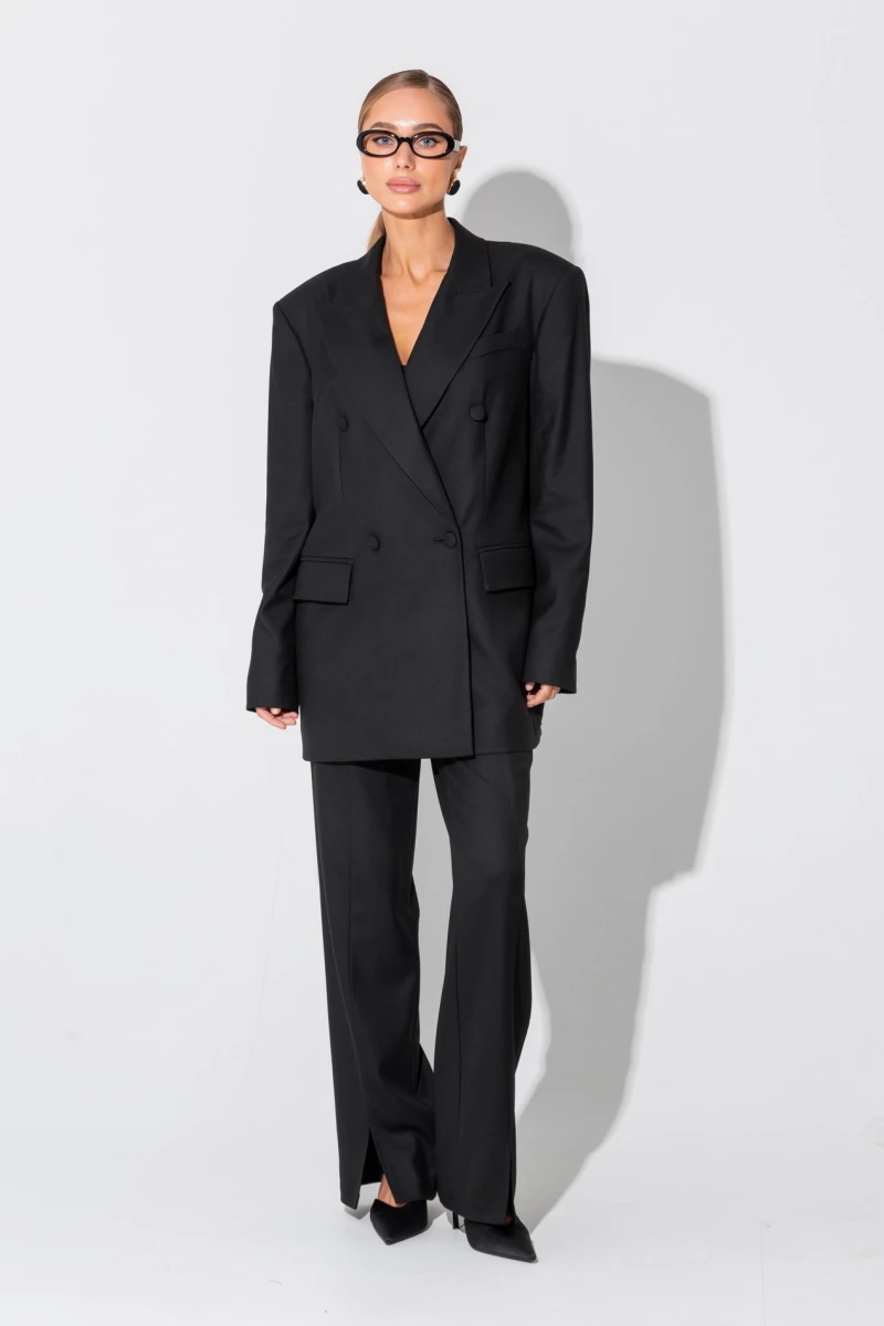 Black double-breasted oversize jacket