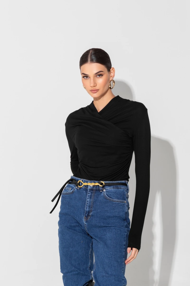 Black long sleeve with gathers