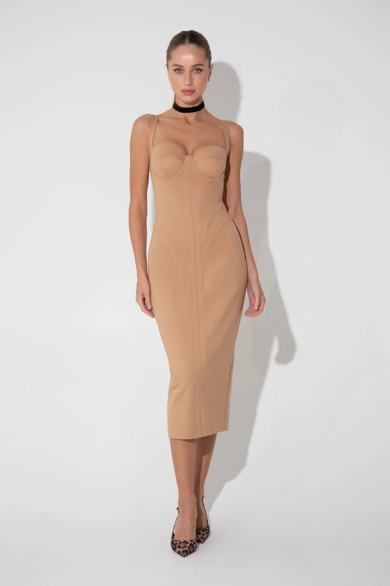 Caramel bodycon dress
