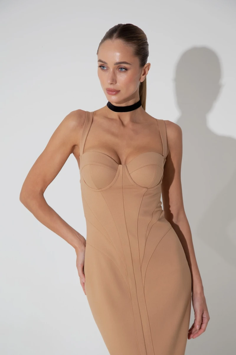 Caramel bodycon dress