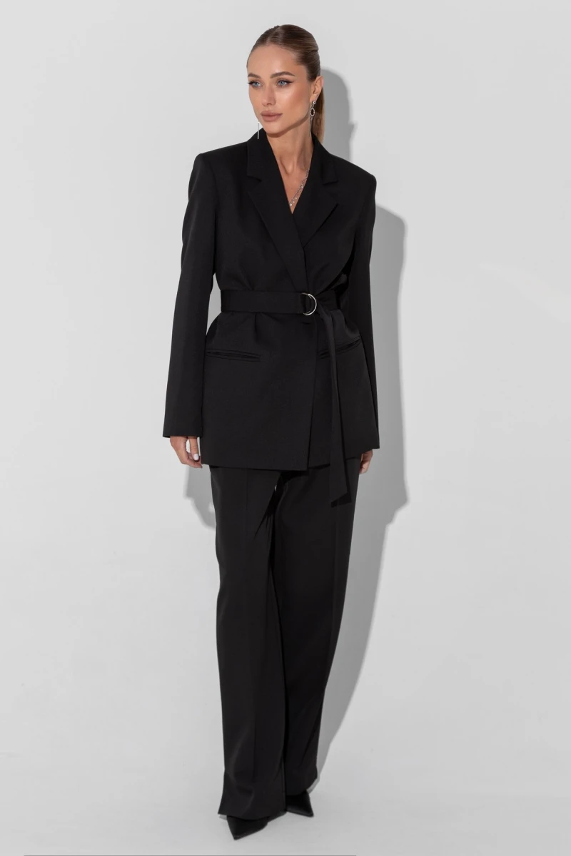 Black trousers with slits