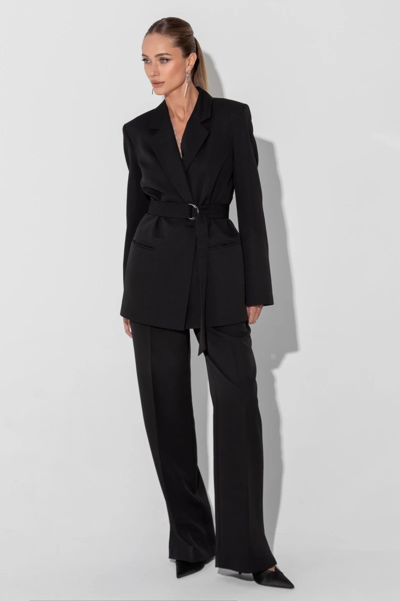 Black trousers with slits