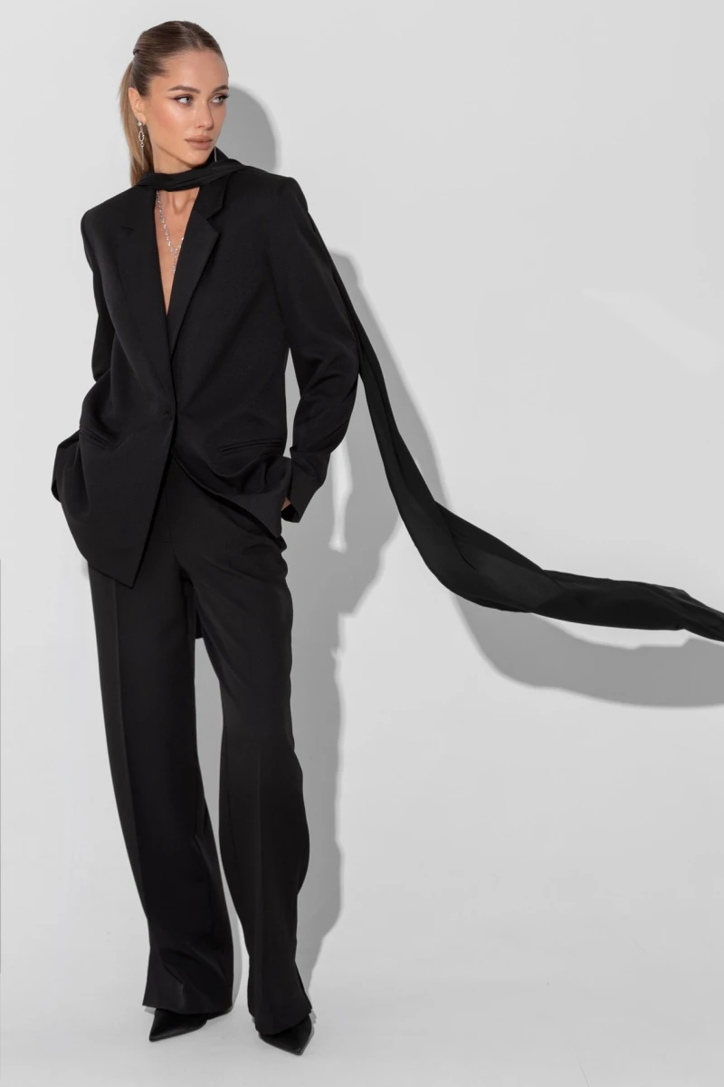Black trousers with slits