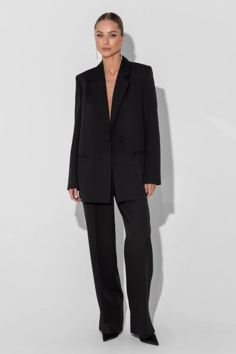 Black trousers with slits