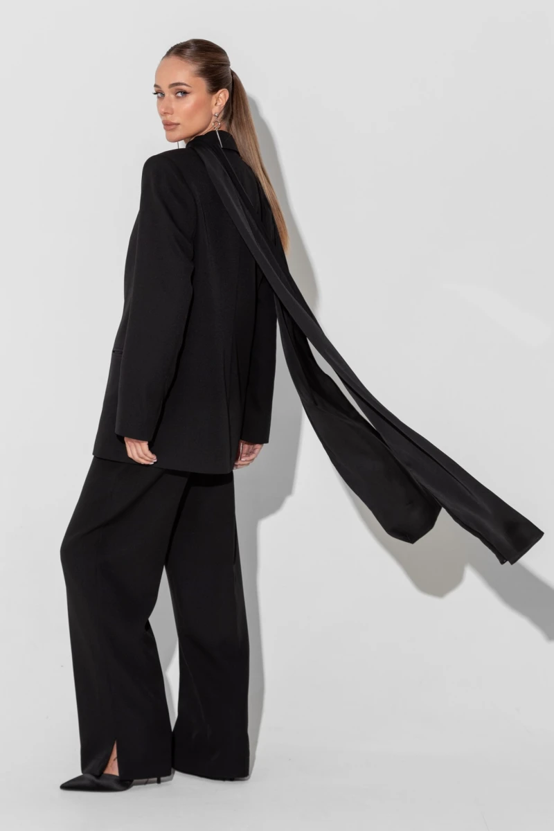 Black trousers with slits
