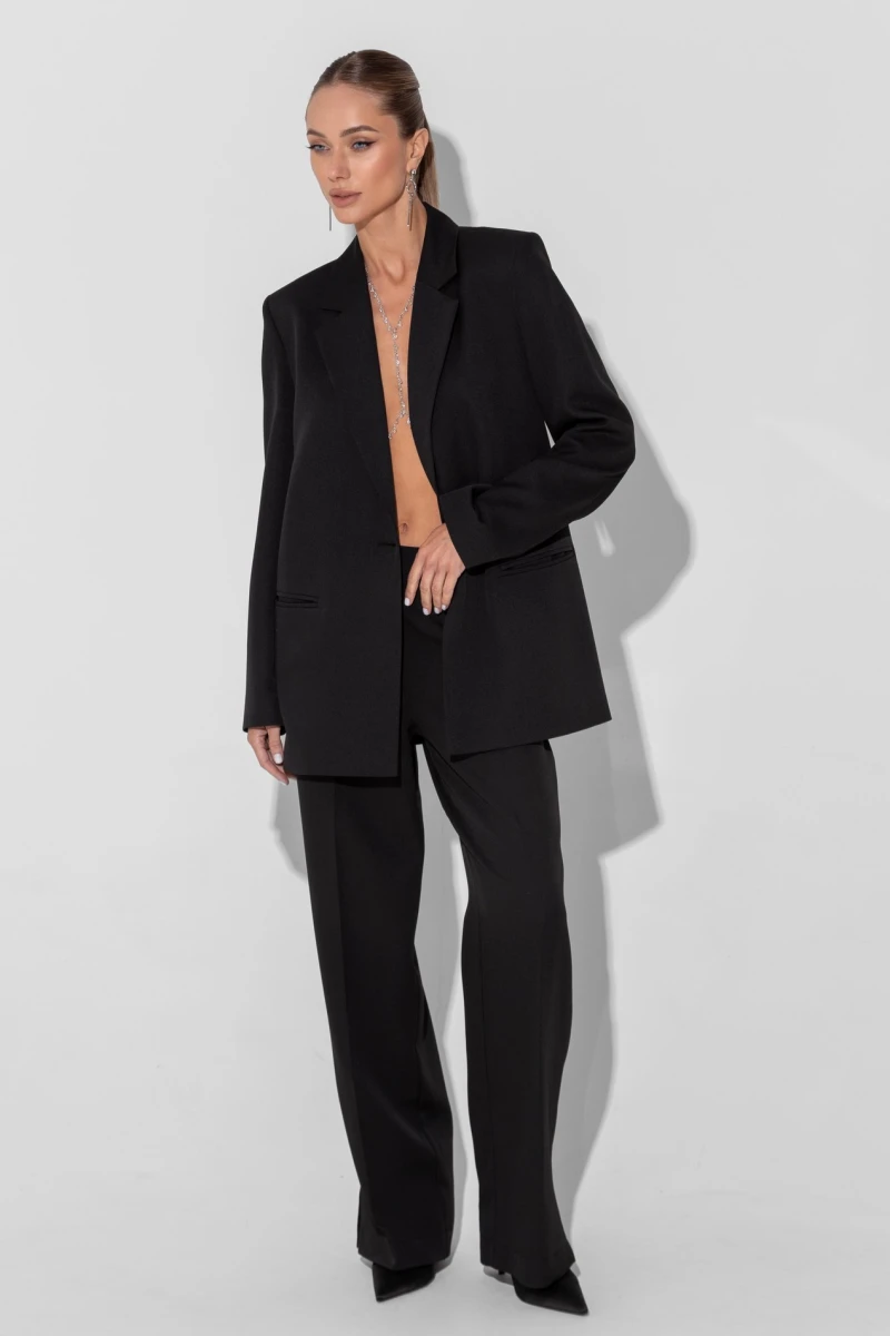 Black trousers with slits