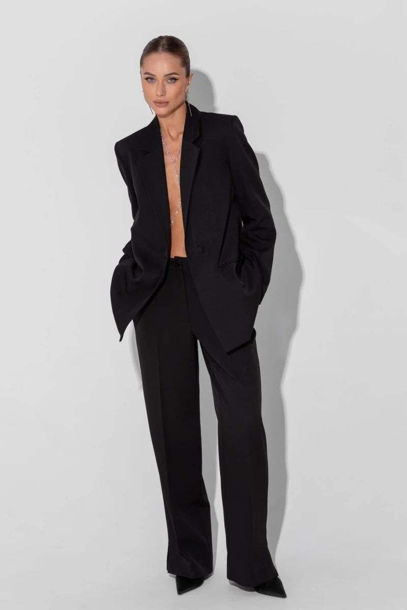 Black trousers with slits