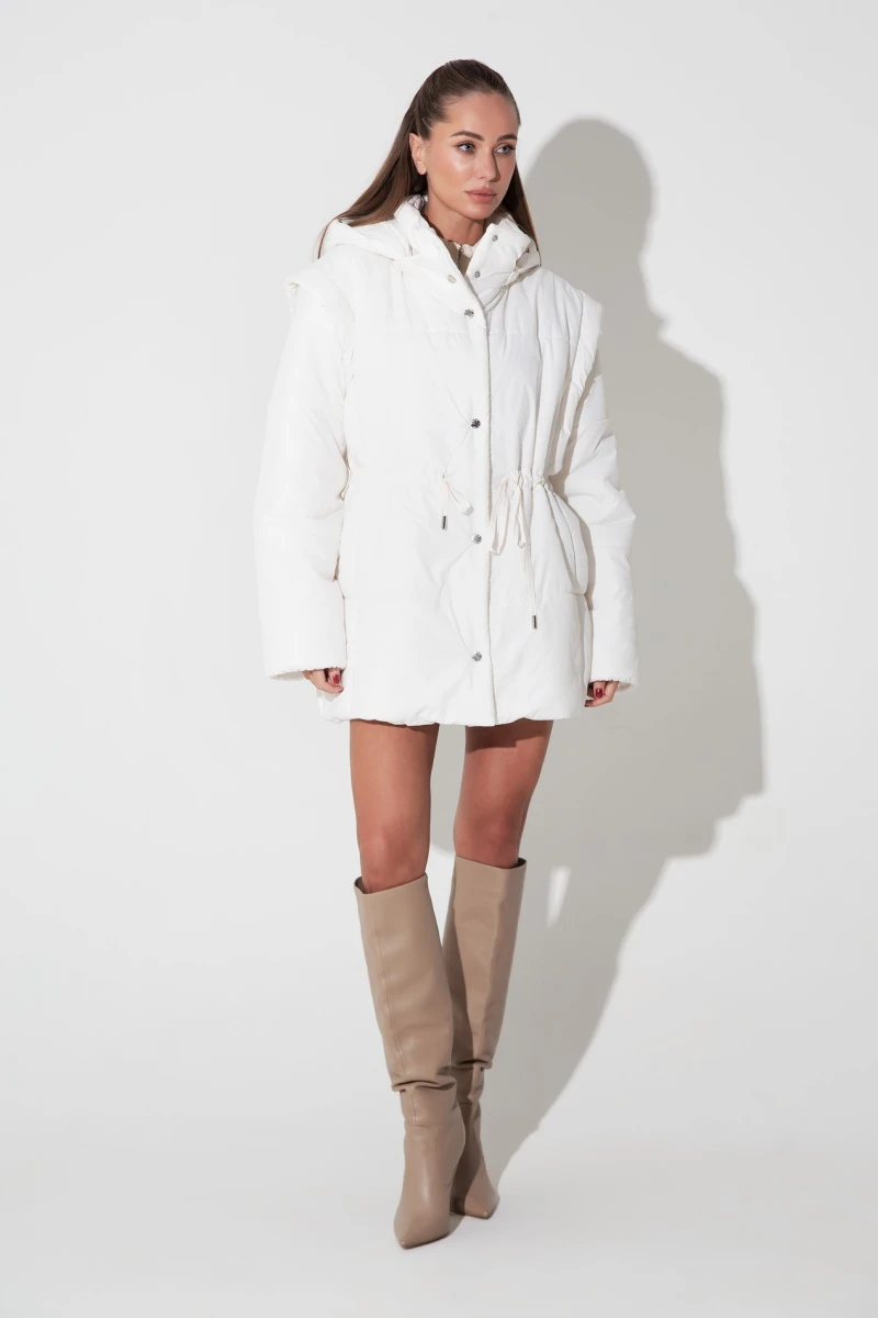 Milky jacket with detachable sleeves 2-in-1