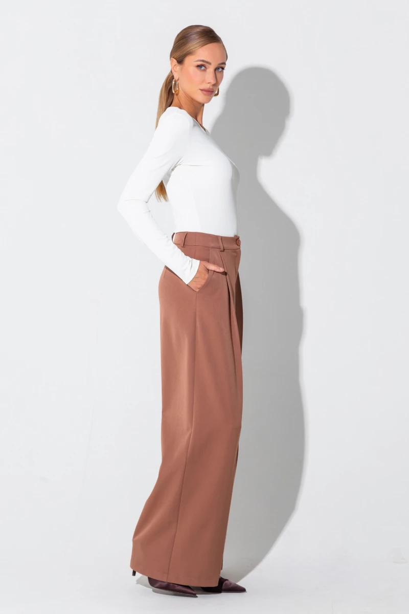 Trousers suit fabric camel