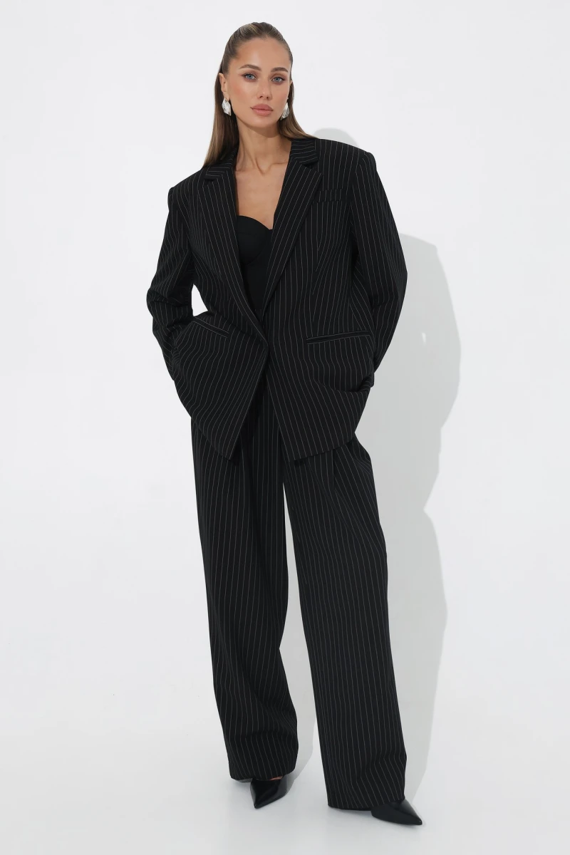 Black oversized pinstripe jacket