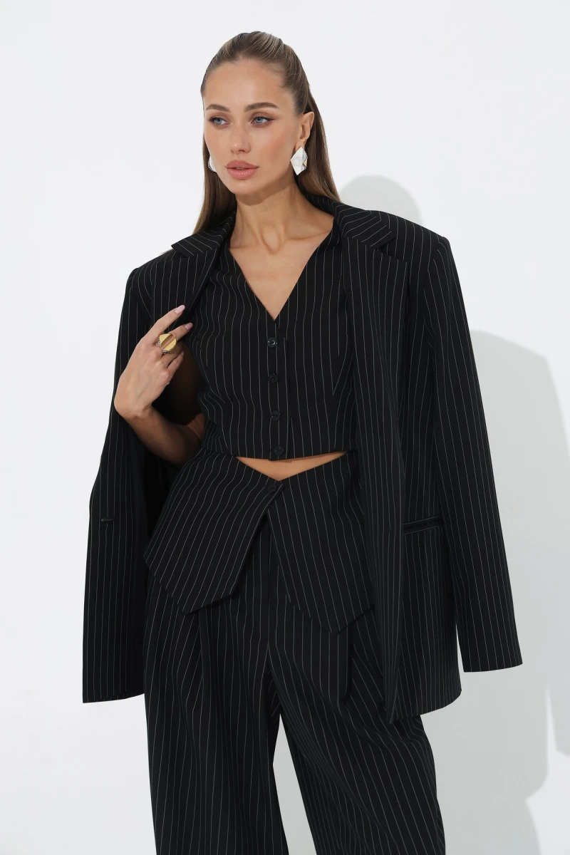 Black oversized pinstripe jacket
