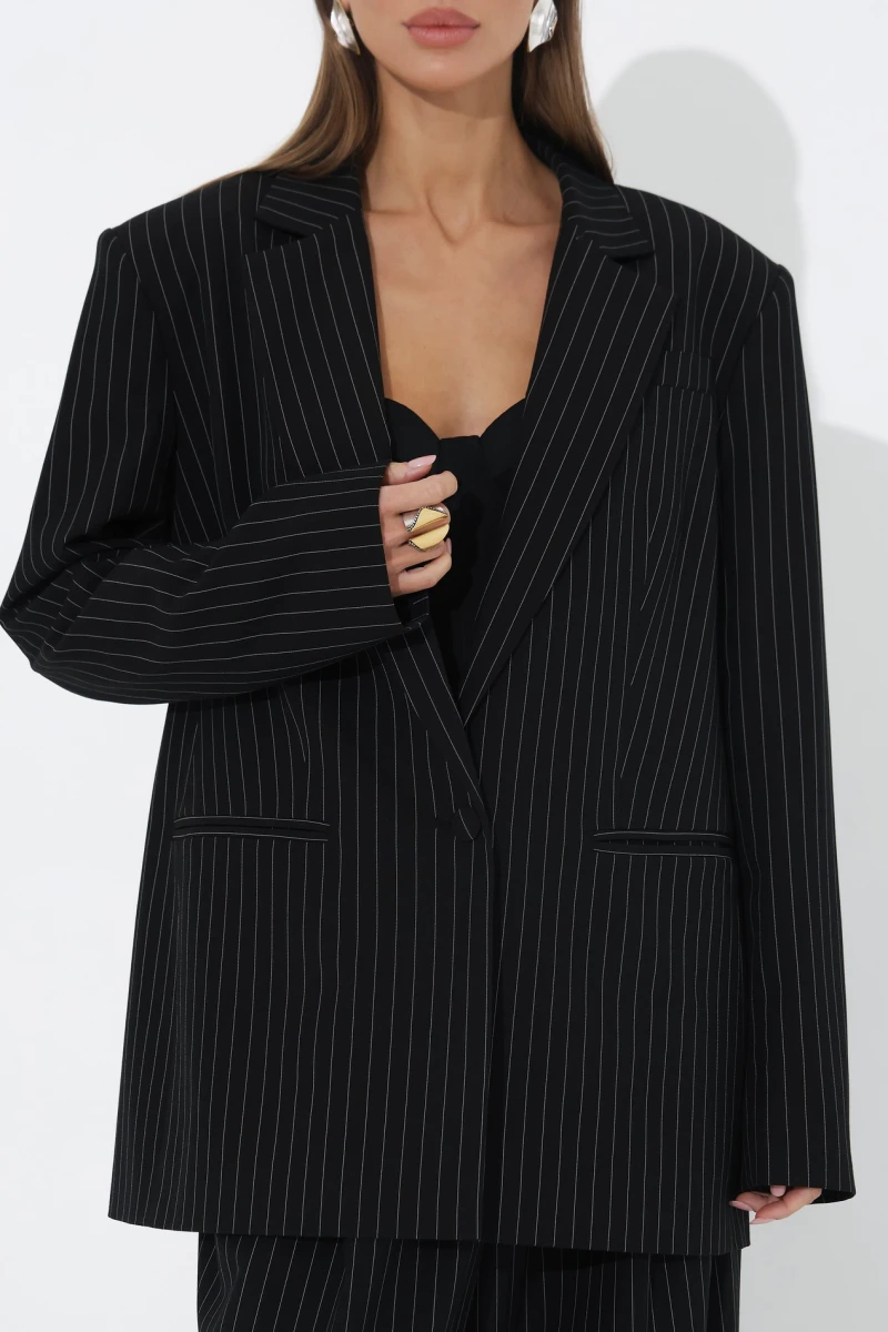 Black oversized pinstripe jacket