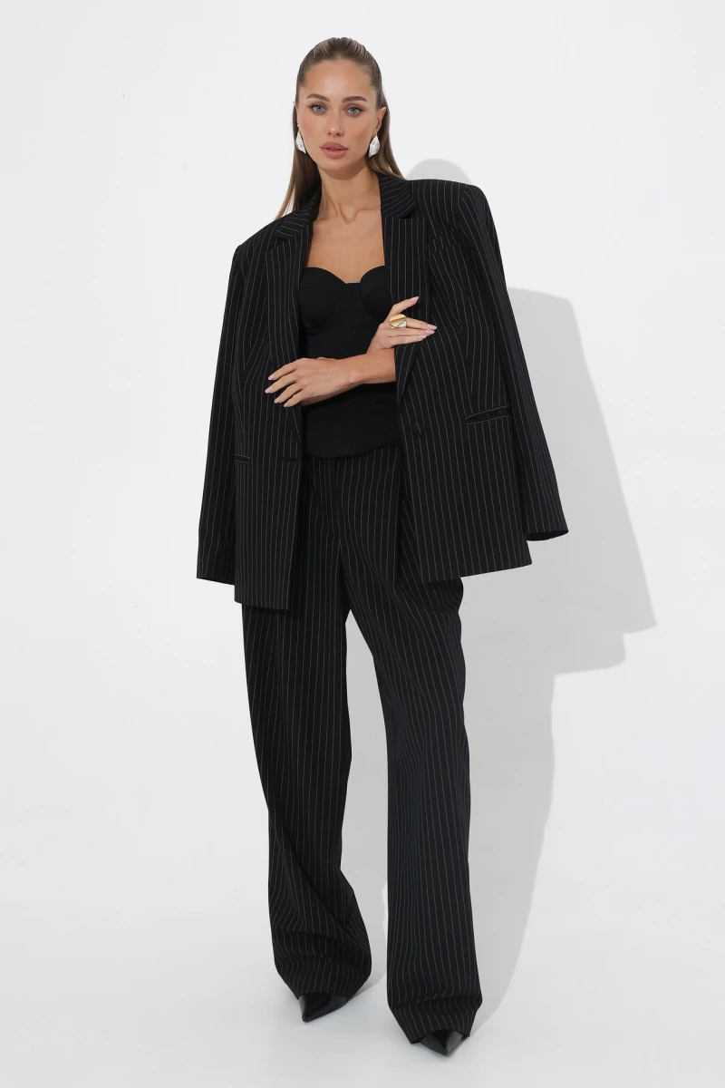 Black oversized pinstripe jacket
