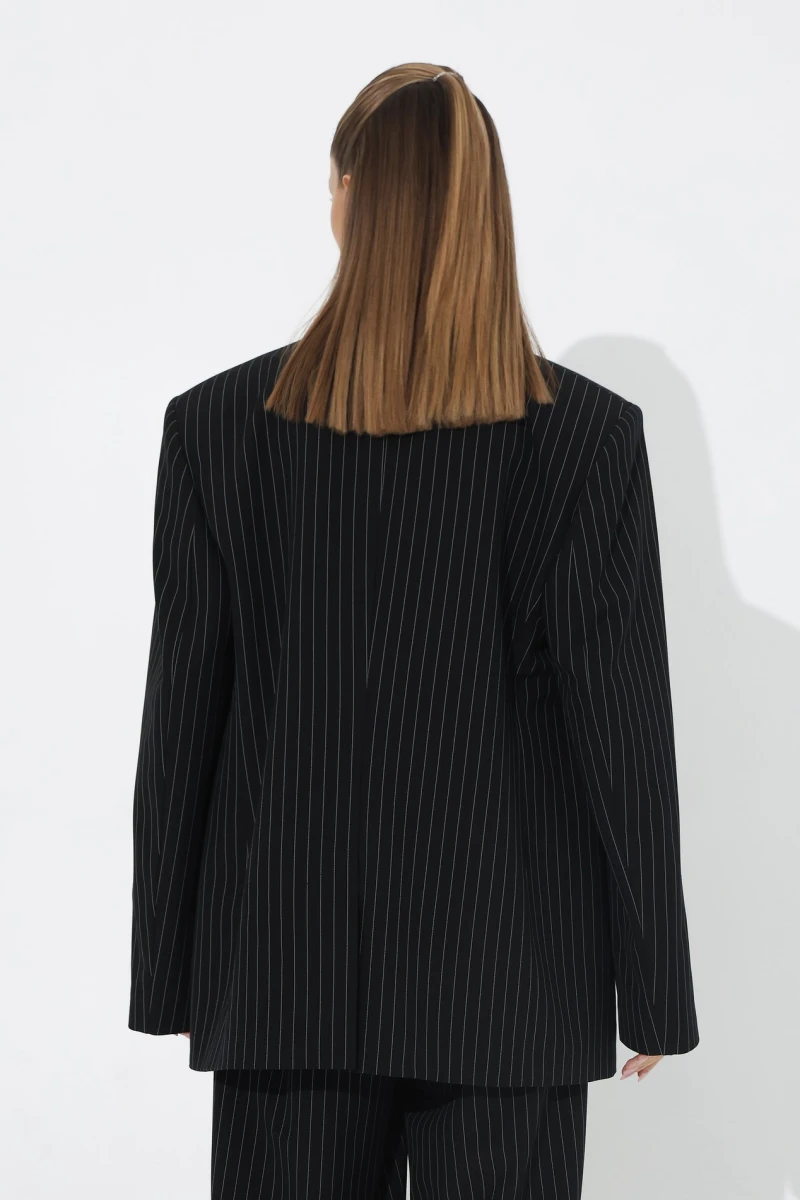 Black oversized pinstripe jacket