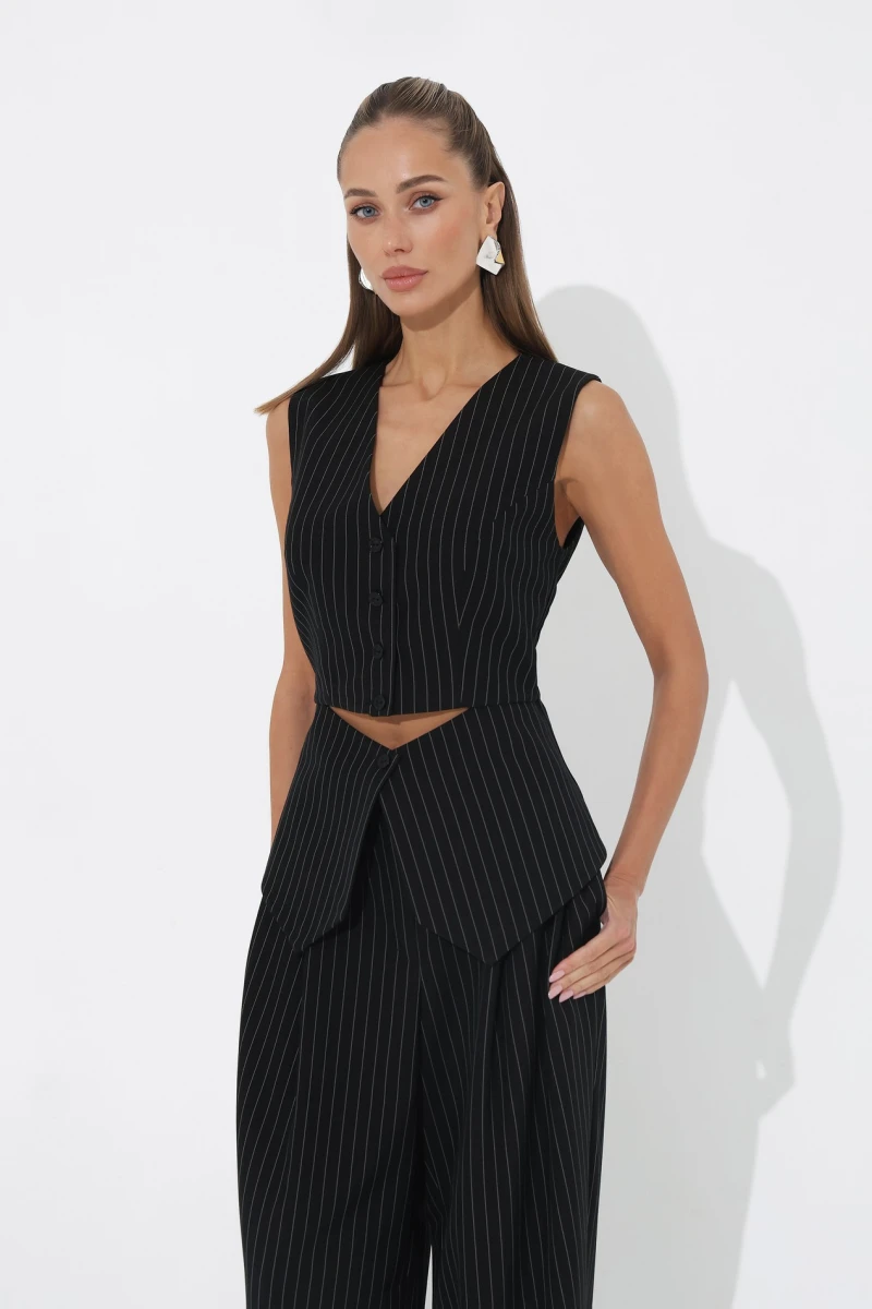 Black pinstripe vest
