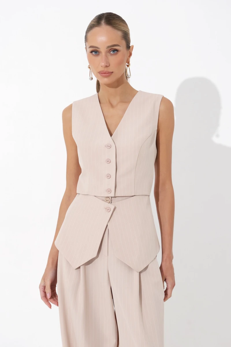Beige pinstripe vest