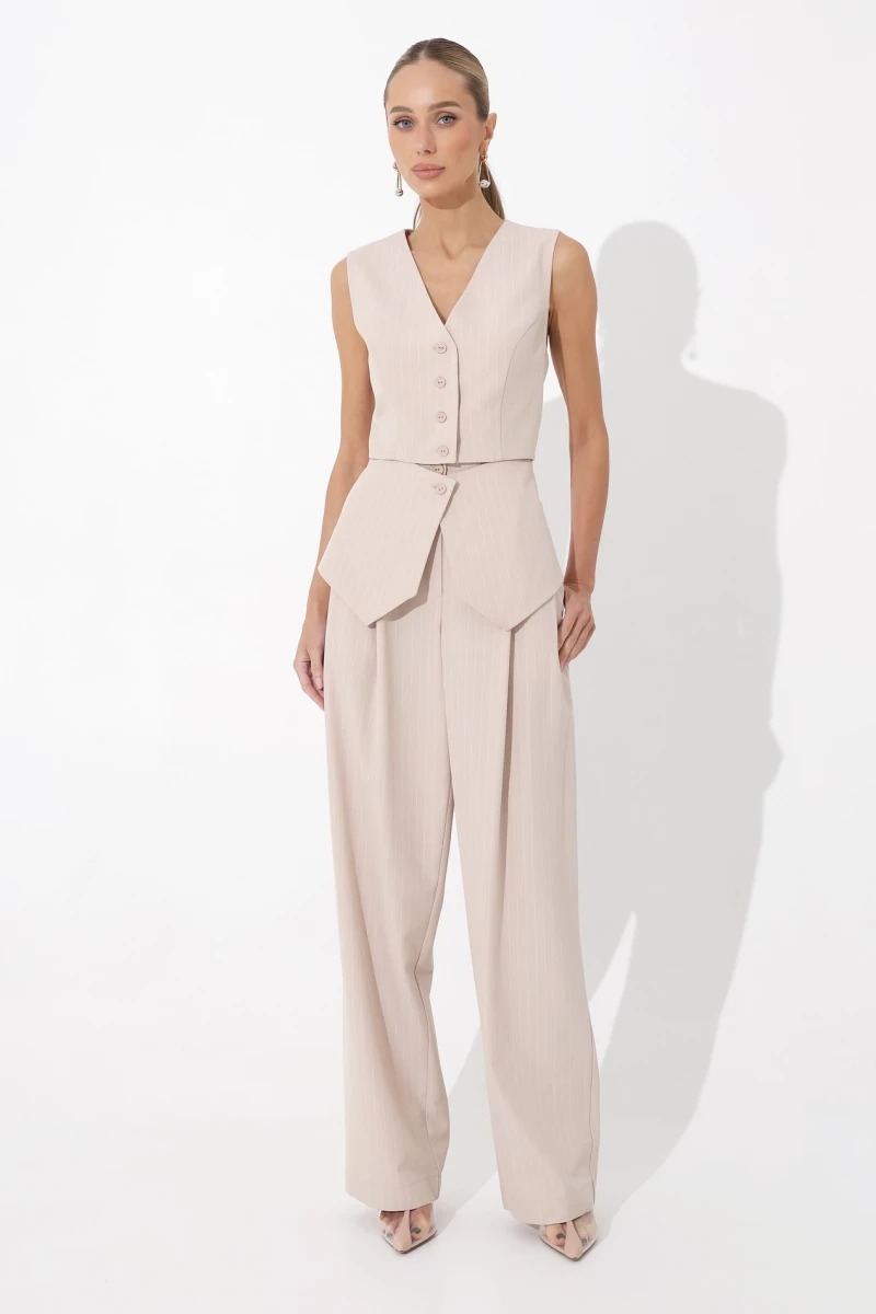 Beige pinstripe vest