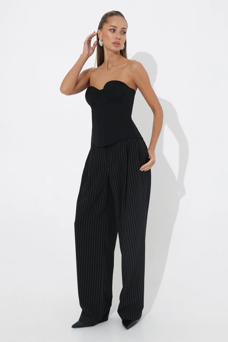 Black striped pleated trousers #2