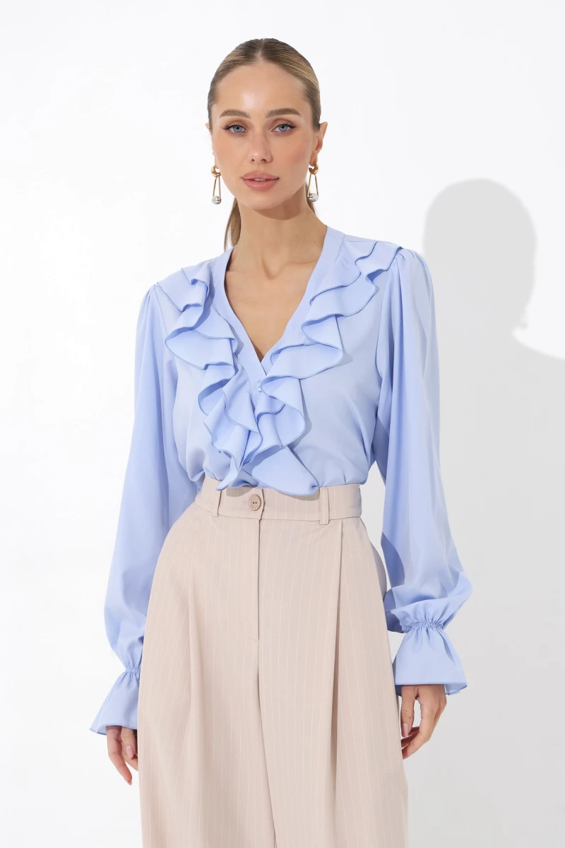 Beige striped pleated trousers