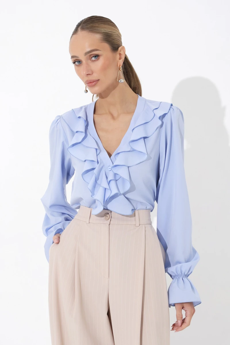 Beige striped pleated trousers