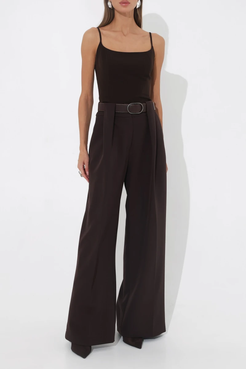 Chocolate pleated trousers