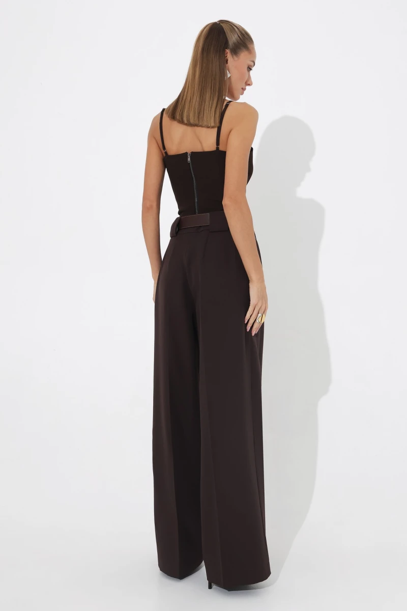 Chocolate pleated trousers