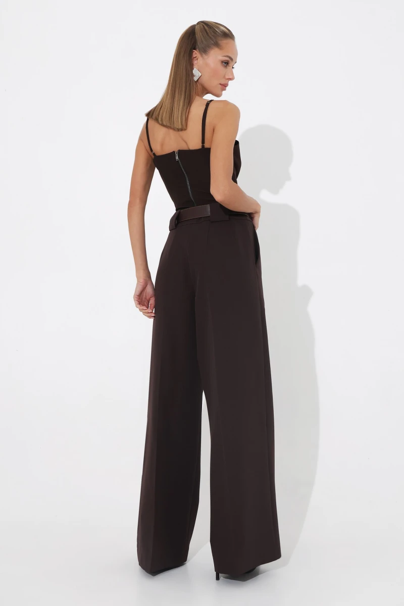 Chocolate pleated trousers