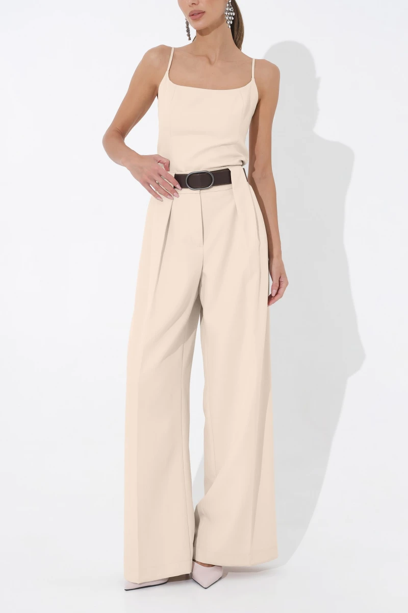 Cream pleated trousers