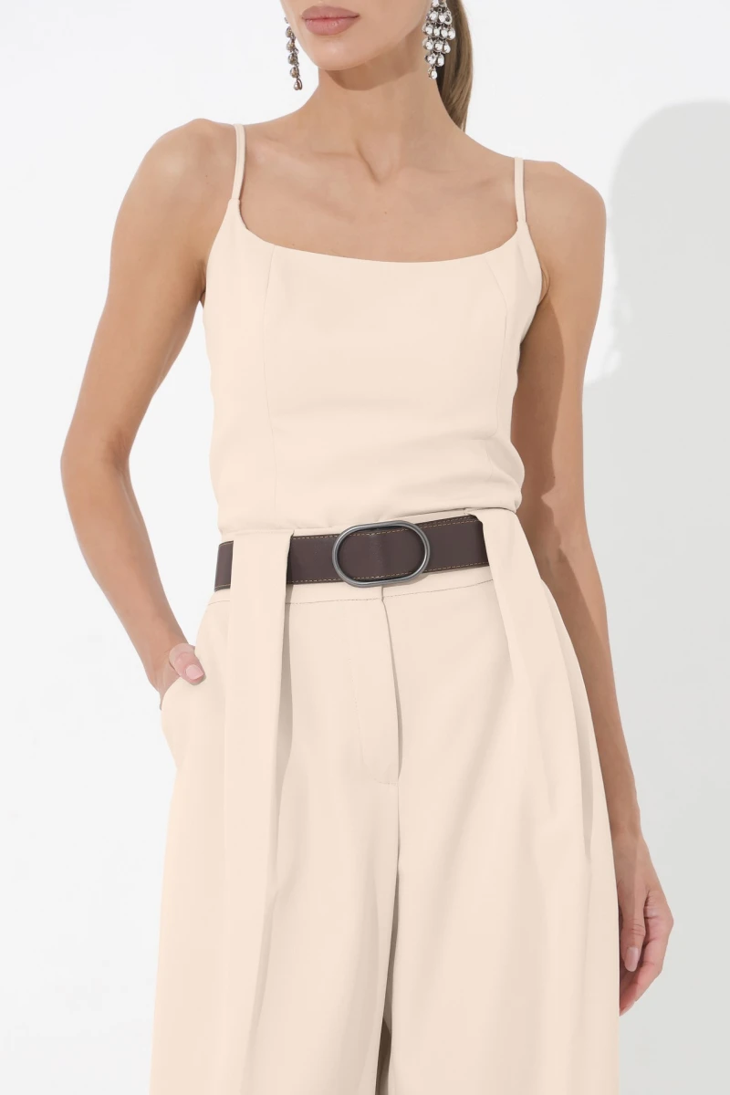 Cream pleated trousers