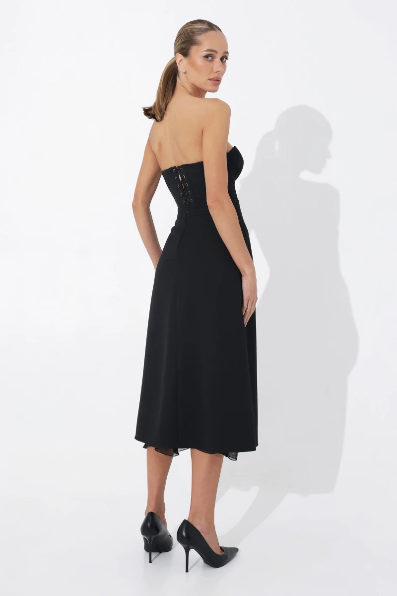 Black midi skirt with transparent insert