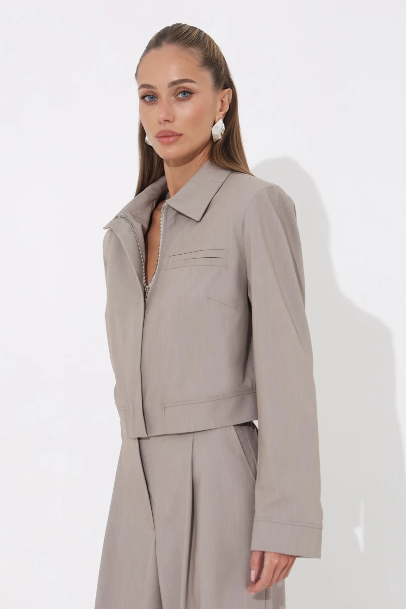 Beige jacket in suiting fabric 