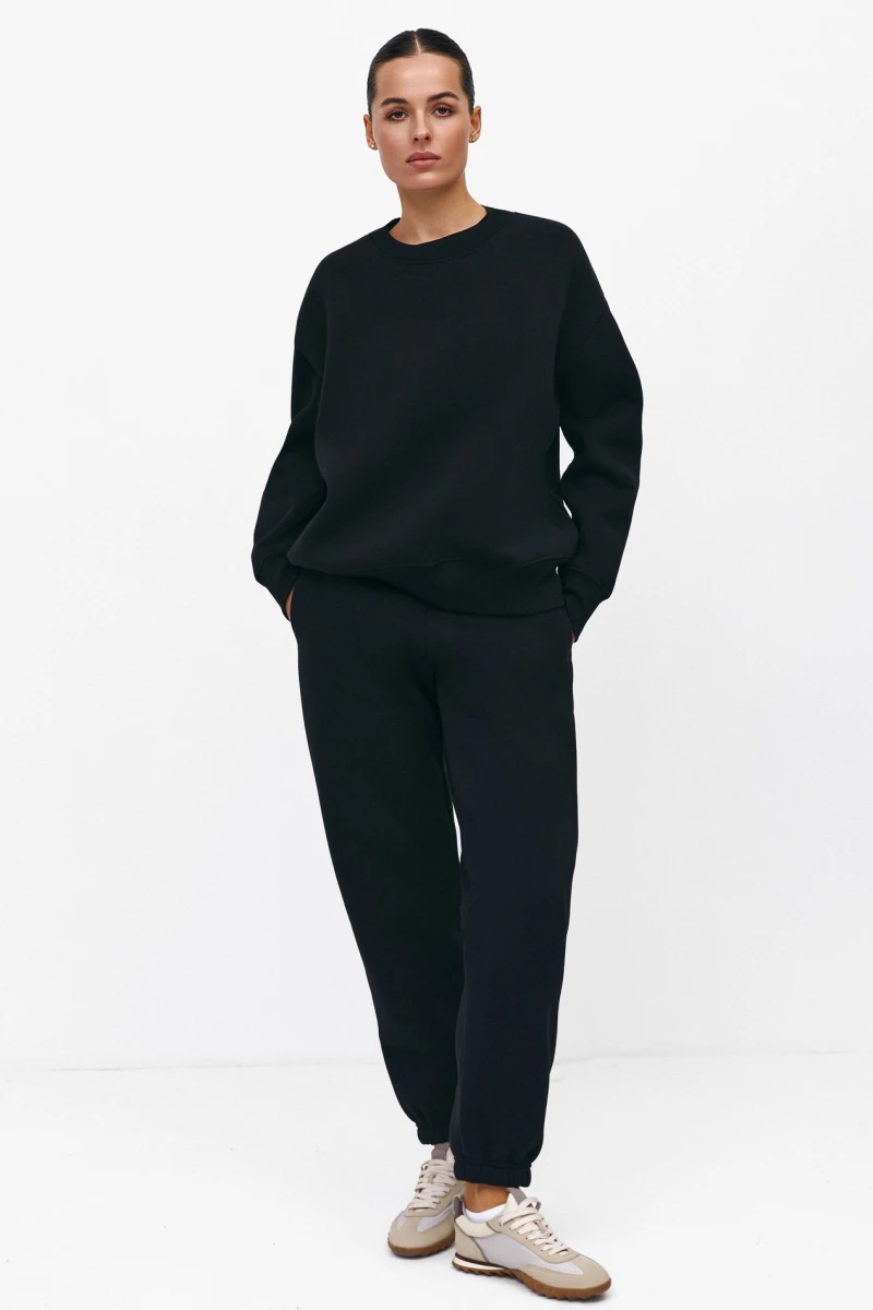Fleece knit sweatshirt black