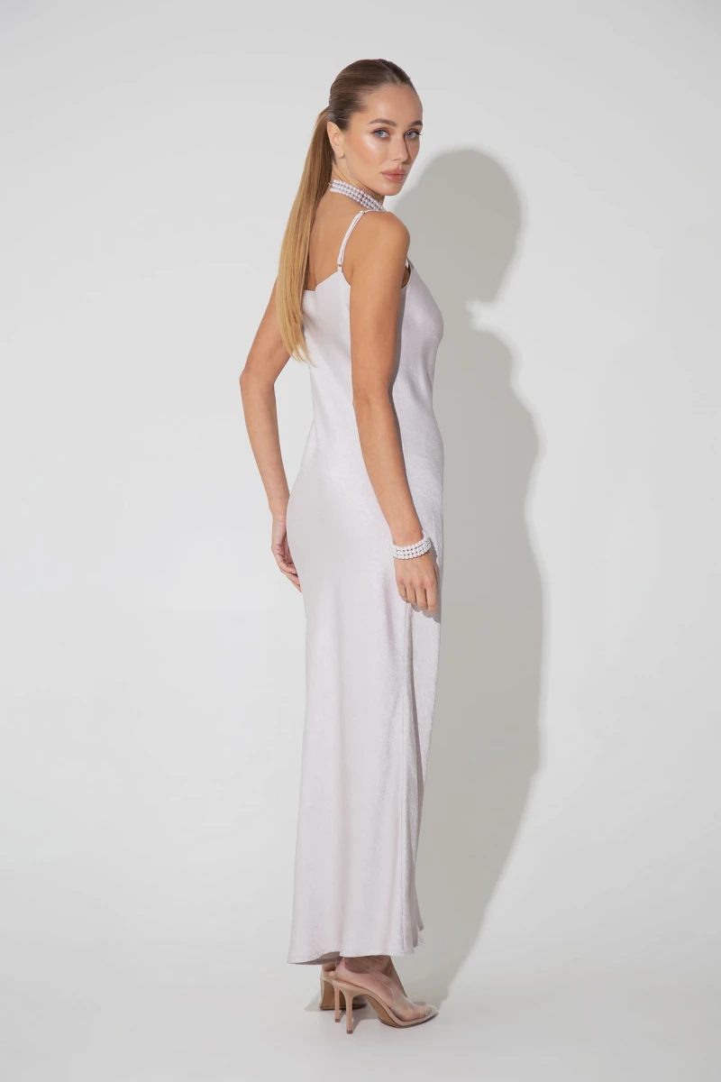 Blush maxi satin slip dress 