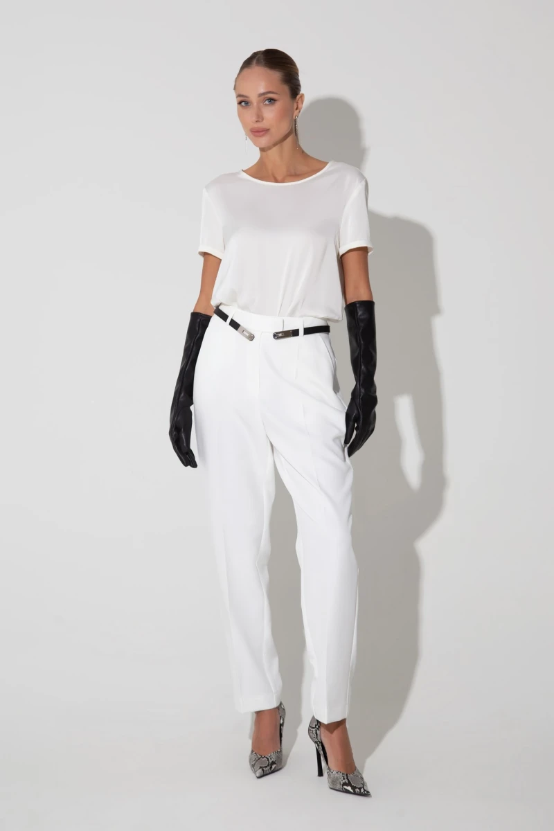 Slim-fit pants, suit fabric milky