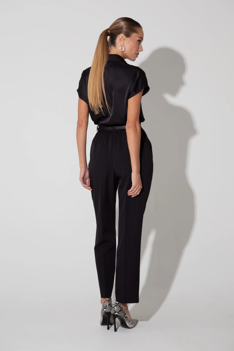 Black slim-fit suit trousers