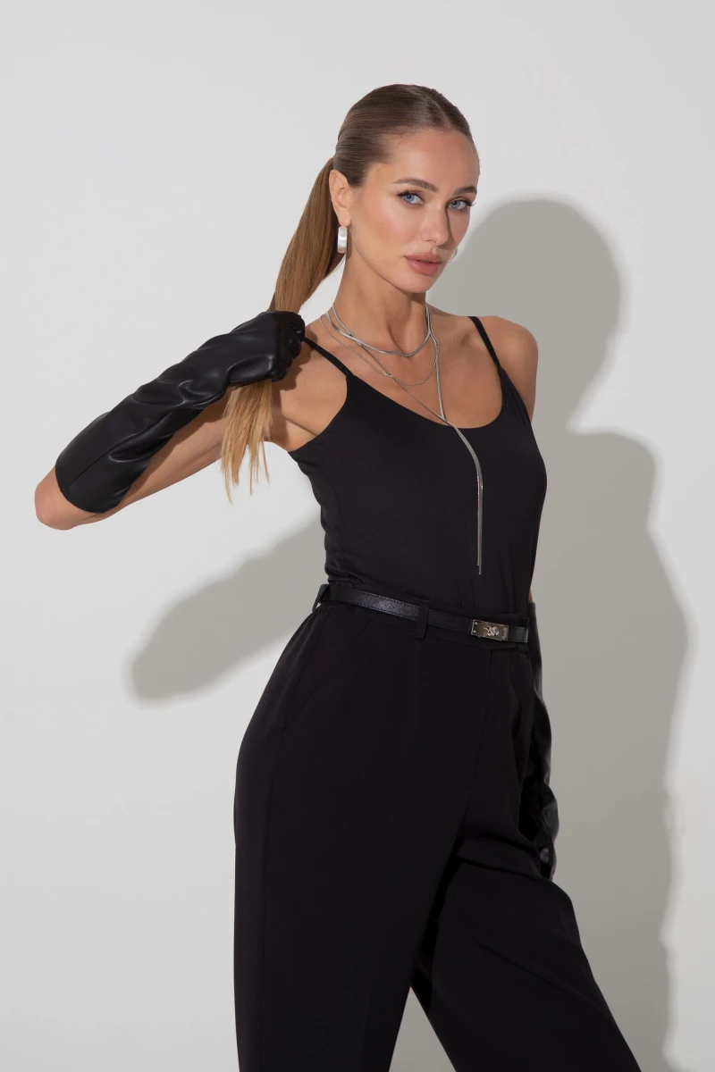 Black slim-fit suit trousers
