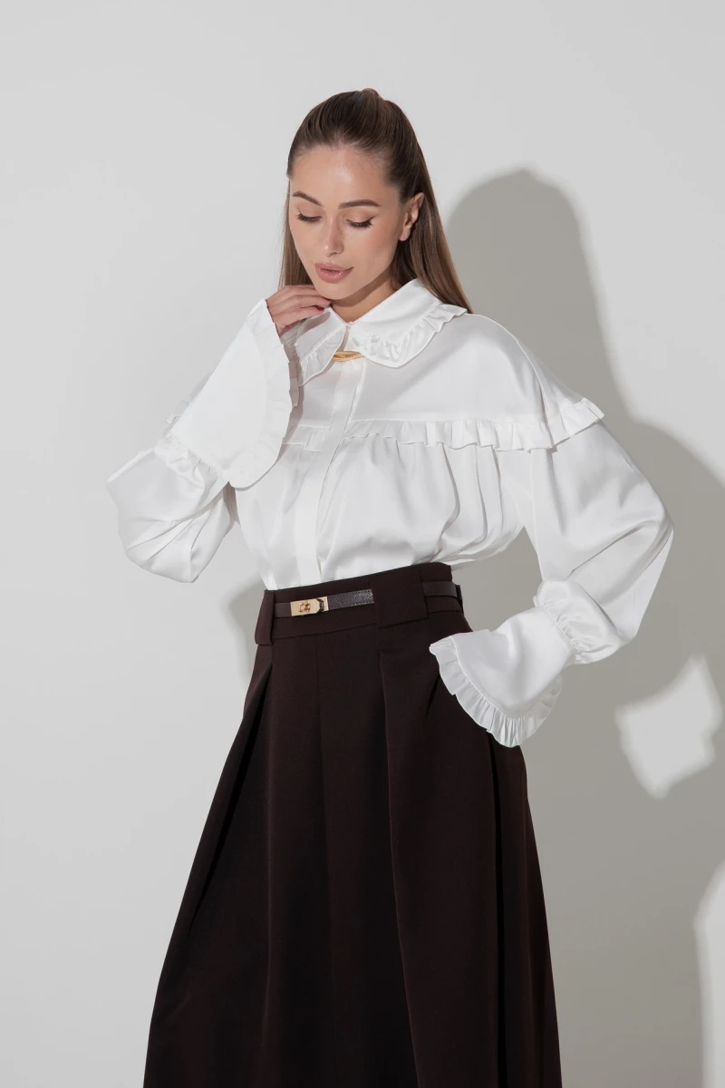 Midi skirt with pleats chocolate