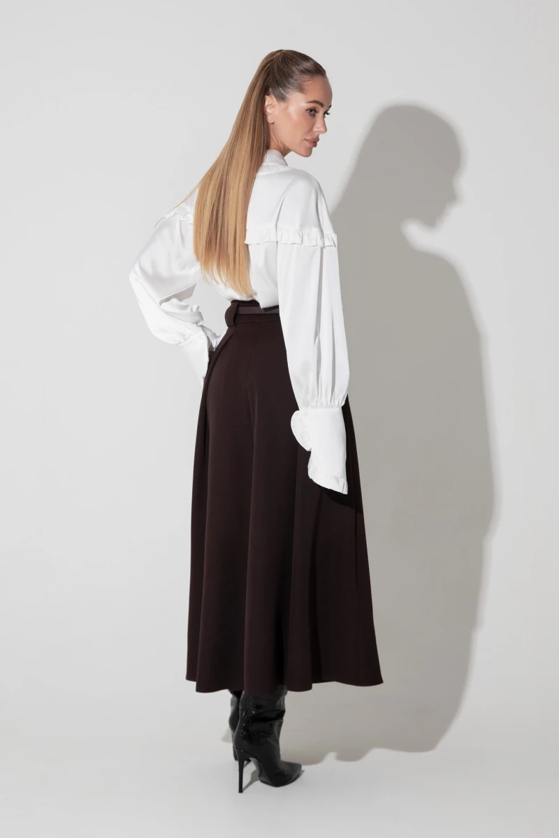 Midi skirt with pleats chocolate