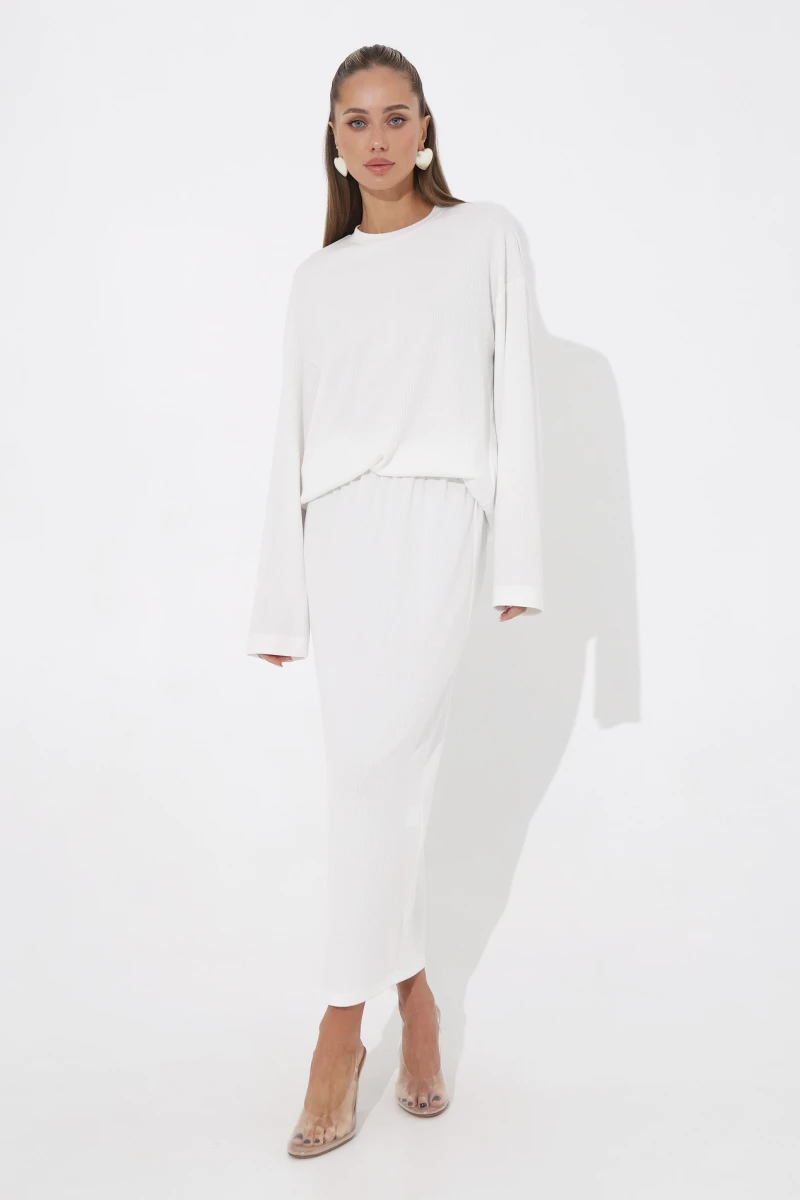 Suit longsleeve and skirt white