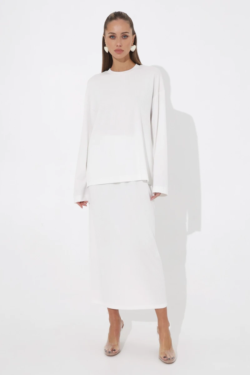 Suit longsleeve and skirt white