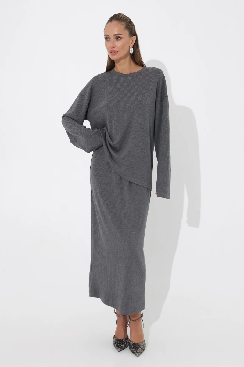 Suit longsleeve and skirt gray