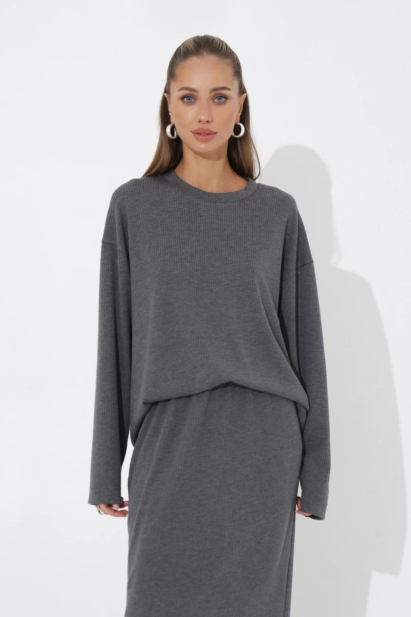 Suit longsleeve and skirt gray