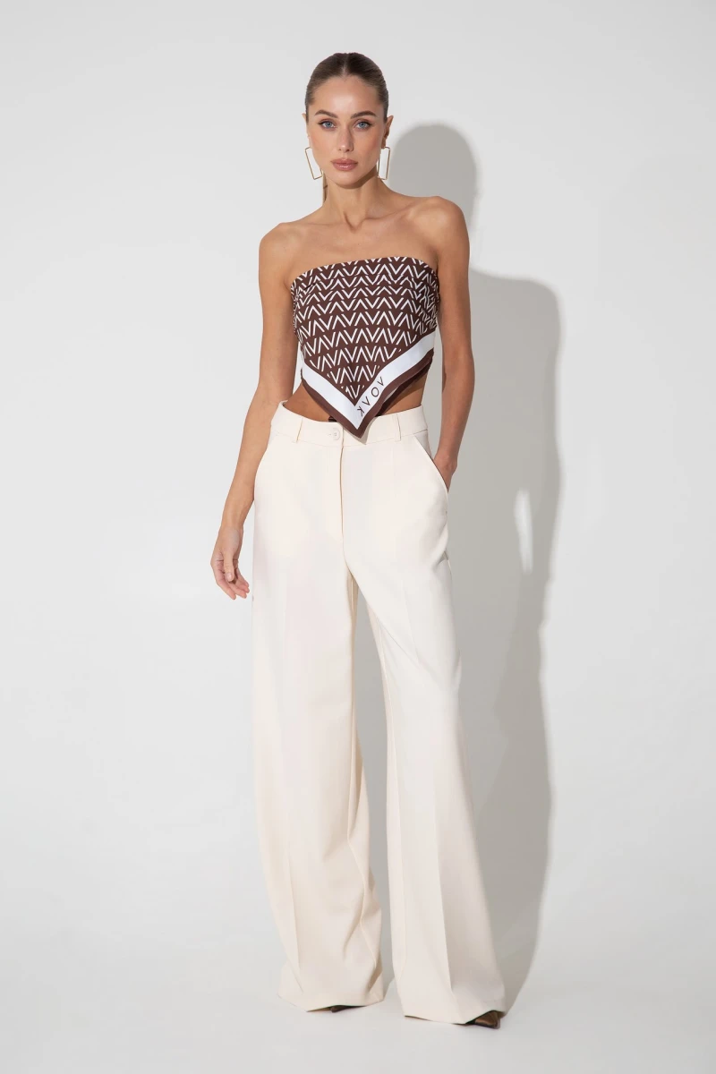 Cream suiting palazzo trousers